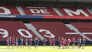 Jugadoras del Atlético en el Wanda Metropolitano.
