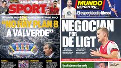 Portadas de &#039;Sport&#039; y &#039;Mundo Deportivo&#039; del jueves, 11 de octubre de 2018.