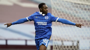 21 November 2020, England, Birmingham: Brighton and Hove Albion's Danny Welbeck celebrates scoring his side's first goal during the English Premier League soccer match between Aston Villa and Brighton and Hove Albion at Villa Park. Photo: Tim Ke