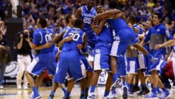 M&Eacute;RITO. Los Wildcats de la Universidad de Kentucky celebran el pase a la Final Four de North Texas.
 
 