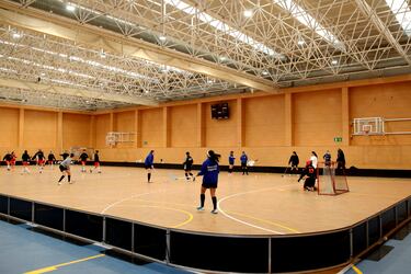 Se juega en un campo rectangular cuyas medidas deben ser de 40mx20m. Está cerrado por una  valla también llamada rink de medio metro de altura con las esquinas redondeadas. La medida menor permitida es de 36 m x 18 m.
