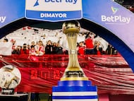 The league throphy and offical ball are seen prior to the first leg of the BetPlay Dimayor League final between Independiente Santa Fe and Deportivo Independiente Medellin in Bogota, Colombia's El Campin stadium, june 24, 2025. (Photo by: Jorge Londono/Long Visual Press/Universal Images Group via Getty Images)