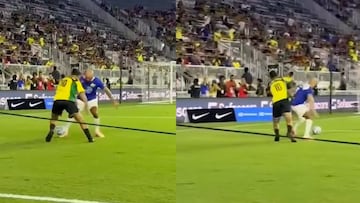 El guardaespaldas de Messi queda retratado por Ronaldinho en partido benéfico