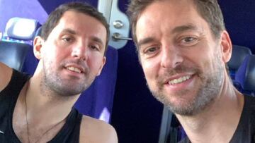 Nikola Mirotic y Pau Gasol posan tras su reencuentro en la plantilla de los Milwaukee Bucks.