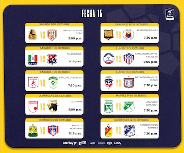 Fixture de la Liga BetPlay 2025-II