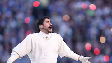 The Puerto Rican singer led a riotous, colorful halftime show at the Super Bowl in Santa Clara, California.