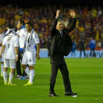 El primer título de Ancelotti como entrenador del Real Madrid fue la Copa del Rey. La final se jugó en el estadio de Mestalla, en Valencia, ante el Barcelona. Los madridistas ganaron a los culés 1-2 con goles de Di María y Bale.