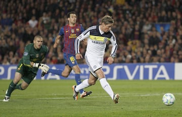 El delantero español consiguió batir a Víctor Valdés, empatando el partido. El Chelsea eliminaría así al Barcelona alcanzando la final.