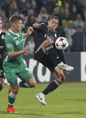 Chicharito durante el encuentro de Champions League contra el Ludogorets el 1 de octubre de 2014.