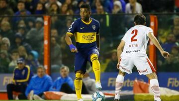 Frank Fabra durante el partido entre Boca Juniors y Huracán por Superliga Argentina.