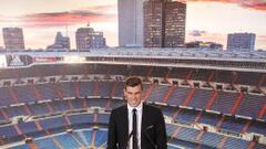 Bale en su presentaci&oacute;n con el Real Madrid