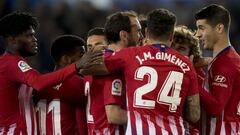 Los jugadores del Atlético celebran un gol.