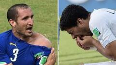 Luis Su&aacute;rez mordi&oacute; a Chiellini en el Mundial de 2014.