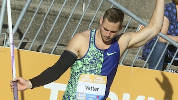 Johannes Vetter, durante la competición de jabalina en Finlandia.