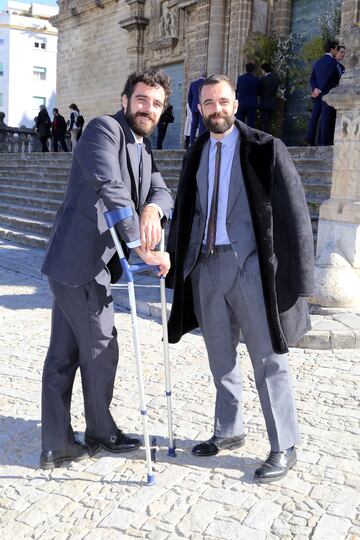 Marco y Jaime Soto en la boda de Carlos Ezpeleta y Lidia Ac¨ªn en la Catedral de Jerez a 19 de Noviembre de 2022 en Jerez de la Frontera (Espa?a).