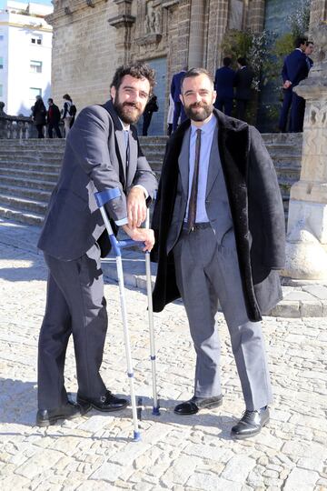 Marco y Jaime Soto en la boda de Carlos Ezpeleta y Lidia Acín en la Catedral de Jerez a 19 de Noviembre de 2022 en Jerez de la Frontera (España).