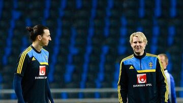 Zlatan Ibrahimovic y Ola Toivonen en la selecci&oacute;n de Suecia