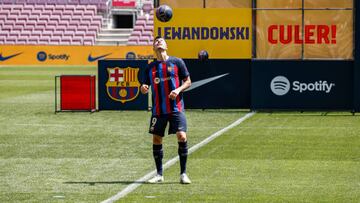 FC Barcelona's new poland striker Robert Lewandowski during his presentation ceremony at the Spotify Camp Nou Stadium in Barcelona, Spain, on August 5th, 2022.  (Photo by Xavier Bonilla/NurPhoto via Getty Images)