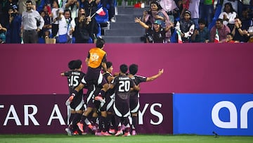 Luis Gamboa celebrates his goal 1-2 of Mexico during the FIFA Under-17 World Cup match between Argentina and Mexico (Mexican National team) as part Round for 32 at Aspire Zone Academy - Pitch 2 on November 14, 2025 in Doha, Qatar.