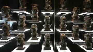 Canton, Ohio, USA; Enshrinees busts at the Pro Football Hall of Fame.