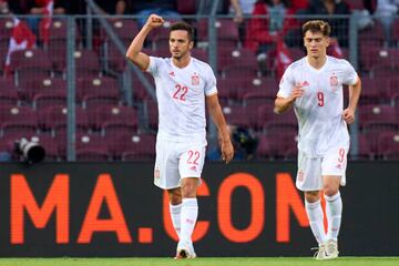 Pablo Sarabia (left) got Spain's winner in a 1-0 victory over Switzerland on matchday three.