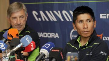 Eusebio Unzu&eacute; y Nairo Quintana, durante la Vuelta a Espa&ntilde;a.