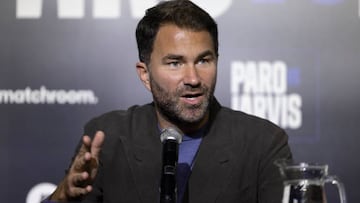 BRISBANE, AUSTRALIA - JUNE 17: Eddie Hearn speaks to the media during a Matchroom boxing press conference at Cloudland on June 17, 2022 in Brisbane, Australia. (Photo by Glenn Hunt/Getty Images)