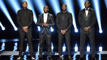 Carmelo Anthony, Chris Paul, Dwyane Wade y LeBron James, estrellas de la NBA, mostraron su malestar por el conflicto racial en la gala de los ESPY.