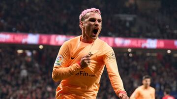 Griezmann celebra su gol al Athletic.