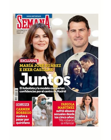 La revista Semana lleva en su portada del mi¨¦rcoles 4 de diciembre, que han pillado juntos a la modelo, miss Espa?a 1996, con el exfutbolista.