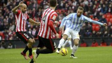 Imagen del partido entre el Athletic y el Málaga en San Mamés.