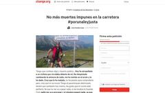 La campa&ntilde;a &quot;No m&aacute;s muertes impunes en la carretera #porunaleyjusta&quot;, impulsada por Anna Gonz&aacute;lez, alcanz&oacute; las 200.000 firmas en la plataforma Change.