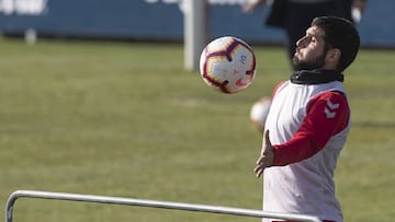 Fran Mérida, durante la sesión preparatoria de Osasuna para el partido frente al Real Zaragoza.
