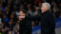 MADRID, 26/01/2023.- El técnico italiano del Real Madrid, Carlo Ancelotti, durante el encuentro correspondiente a los cuartos de final de la Copa del Rey que disputan hoy jueves frente al Atlético de Madrid en el estadio Santiago Bernabéu, en Madrid. EFE / Juanjo Martín.
