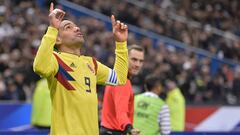 Falcao Garc&iacute;a celebrando su gol en el triunfo de la Selecci&oacute;n Colombia ante Francia en un amistoso internacional en el Stade de France