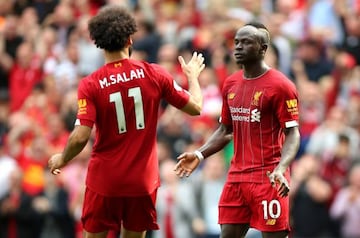 Scoring buddies | Liverpool's Sadio Mane celebrates with his teammate Mohamed Salah.