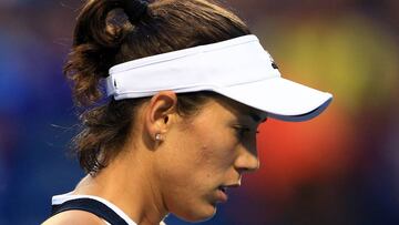 TORONTO, ON - AUGUST 11: Garbine Muguruza of Spain looks on during her match against Elina Svitolina of Ukraine on Day 7 of the Rogers Cup at Aviva Centre on August 11, 2017 in Toronto, Canada.   Vaughn Ridley/Getty Images/AFP
 == FOR NEWSPAPERS, INTERNET, TELCOS &amp; TELEVISION USE ONLY ==