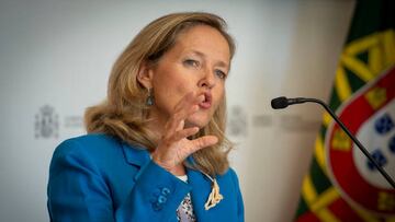 MADRID, SPAIN - SEPTEMBER 20: The First Vice President and Minister of Economic Affairs and Digital Transformation, Nadia Calviño, appears after a meeting with the Minister of Economy and Sea of Portugal, at the Ministry's headquarters, on 20 September, 2022 in Madrid, Spain. (Photo By Juan Barbosa/Europa Press via Getty Images)