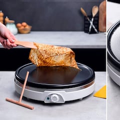 Prepara unas crepes extragrandes con esta crepera eléctrica que incluye rodillo y espátula