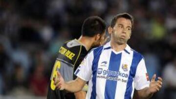 <b>RESOPLA. </b>Tamudo se lamenta de una ocasión fallida en la visita a Anoeta de su exequipo, el Espanyol.