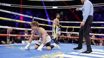 Naoya Inoue visitó la lona en su combate con Ramón Cárdenas.