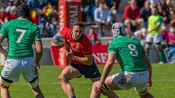 La selección española de rugby, durante un partido.