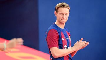 Frenkie de Jong, en la presentación del Barça este año en Montjuïc.