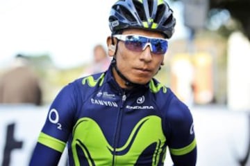 Primer plano del título del ciclista colombiano Nairo Quintana en Italia.