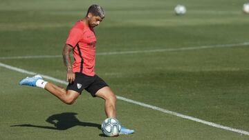 Banega, durante un entrenamiento.