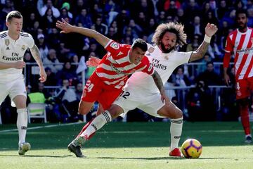 Girona's Pedro Porro and Real Madrid's Marcelo.