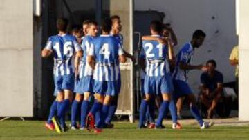 El Leganés celebra un gol en el amistoso ante el Rayo de pretemporada.