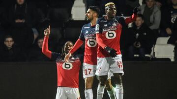 Renato Sanches, celebrando su gol con el Lille.