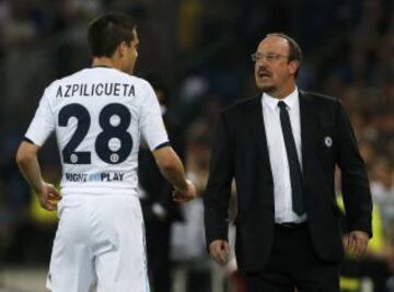 Rafa Benitez en el partido entre el Basilea - Chelsea en semifinales de la Europa League.