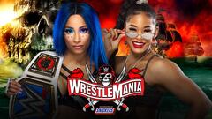 Sasha Banks y Bianca Belair en el cartel promocional de WrestleMania 37.